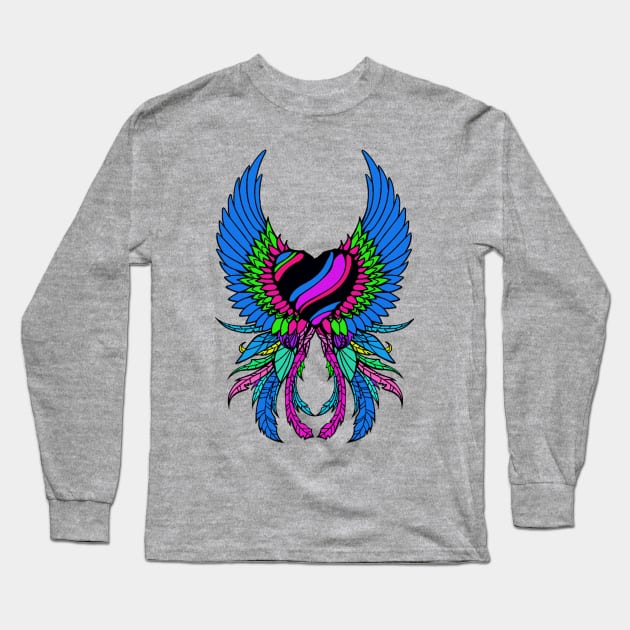 Heart with Wings Long Sleeve T-Shirt by AlondraHanley